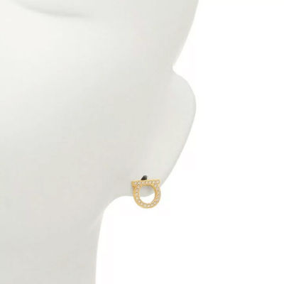 FERRAGAMO Orecchini Gancini Crystals In Gold Color 696573 5