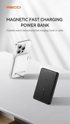 Recci 3C Power Bank 5000mAh 15W Magnetic Charging with USB-C Built-In Cable RPB-W37 5