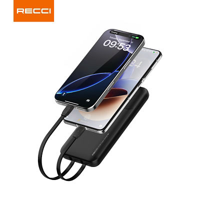 Recci 20000mAh PD 22.5W Built-In USB C and Lightning Cable 3C Power Bank RPB-P68 3