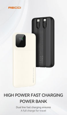 Recci 20000mAh PD 22.5W Built-In USB C and Lightning Cable 3C Power Bank RPB-P68 5
