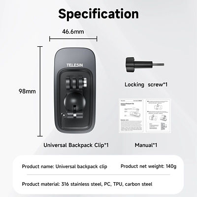 Telesin Universal Magnetic Backpack Clip 19