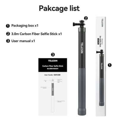 Telesin 3m Carbon Fiber Selfie Stick For Action Camera 12
