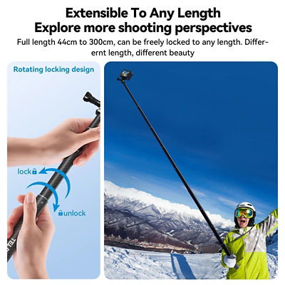 Telesin 3m Carbon Fiber Selfie Stick For Action Camera 8