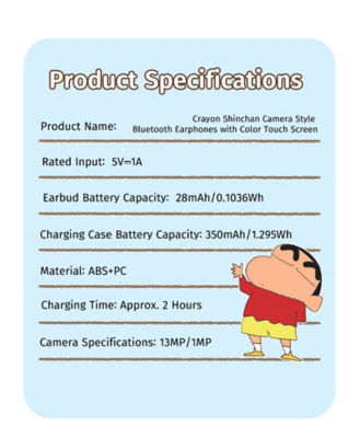 Rock Crayon Shinchan RAU0797 Camera Style Bluetooth Earphones with Color Touch Screen 8