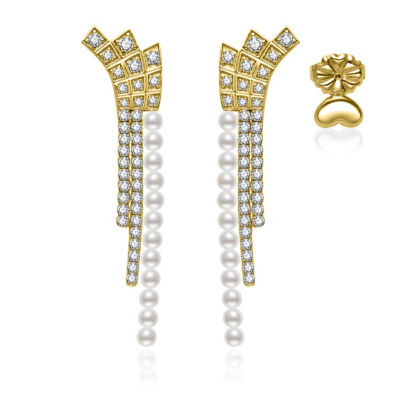 Pearly Lustre Top Grade Freshwater Pearl Earring WE00912 | WATERFALL 1