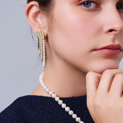 Pearly Lustre Top Grade Freshwater Pearl Earring WE00912 | WATERFALL 3