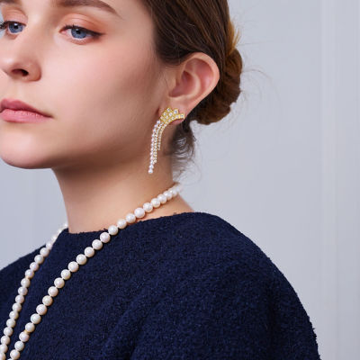 Pearly Lustre Top Grade Freshwater Pearl Earring WE00912 | WATERFALL 6