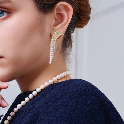 Pearly Lustre Top Grade Freshwater Pearl Earring WE00912 | WATERFALL 7