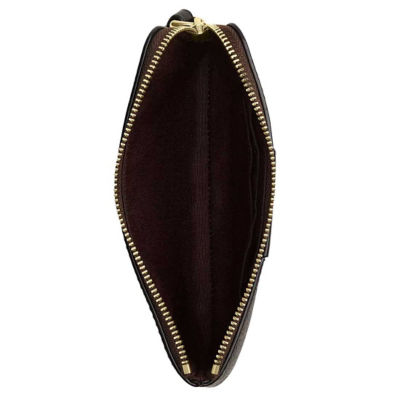 COACH Corner Zip Wristlet In Signature Canvas With Stripe Walnut/Black CW854 2