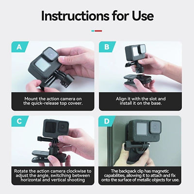 Telesin Quick Release Universal Magnetic Backpack Clip 10