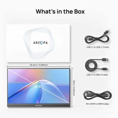 Arzopa A1T 15.6 inch 60Hz Full HD IPS Type C Portable Touchscreen Monitor 14