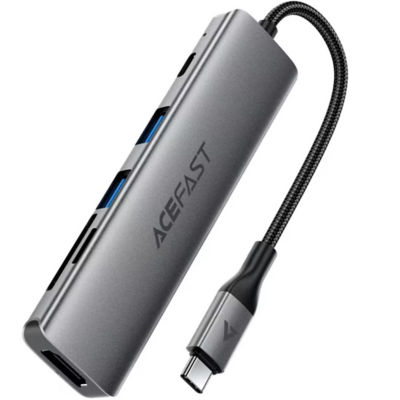 Acefast J18 USB-C 6-in-1 HUB Docking Station - Metal Gray 2
