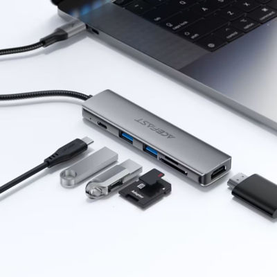 Acefast J18 USB-C 6-in-1 HUB Docking Station - Metal Gray 4