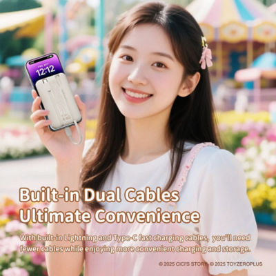 ROCK Lulu The Piggy P95 PD 22.5W Fast Charging Power Bank With Built In Cables (10000MAH) 4