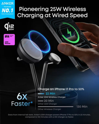 Anker Prime 3-in-1 Wireless Charging Station Qi2 25W AirCool Dock Stand B25X7 3