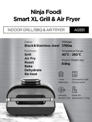 SharkNinja Ninja Foodi Smart XL Grill & Air Fryer 5.7L - Black (AG551) 6