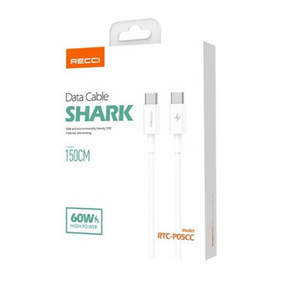 Recci Shark USB-C To USB-C PD 60W Fast Charging Cable (1.5M) RTC-P05CC 5