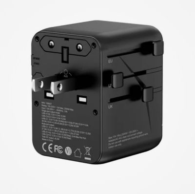 TRAVELMALL GaN 45W PD 高性能全球旅行适配器，带 5 个 USB 端口 5