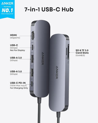 Anker USB C Hub, 7-in-1 Multi-Port USB Adapter for Laptops, 4K HDMI A83D2 2
