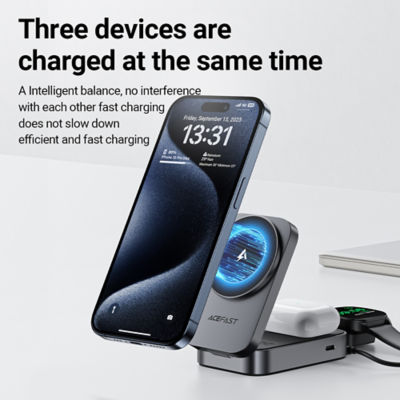 Acefast 3-in-1 Magnetic Charger 22.5W Max Foldable Wireless Charging Station E22 4