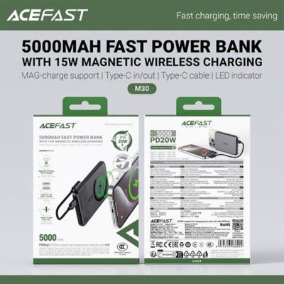 Acefast 3C Magnetic Power Bank 5000mAh 15W Wireless Charger M30 8