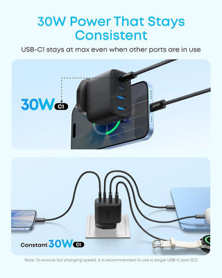Anker Zolo USB C Charger 50W 4-Port Wall Adapter A121E 4