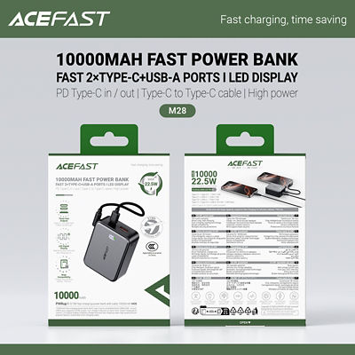 Acefast 3C Power Bank 10000mAh PD 22.5W Portable Charger M28 8