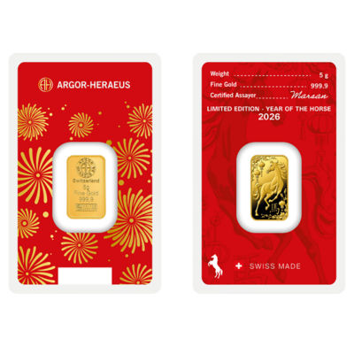 Luvenus Argor-Heraeus Limited Edition Year of the Horse 5gm Gold Bar 999.9 Purity 3