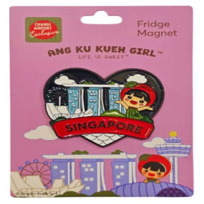 SINGAPORE SOUVENIRS Ang Ku Kueh Girl Magnet (MBS Scenery) 1