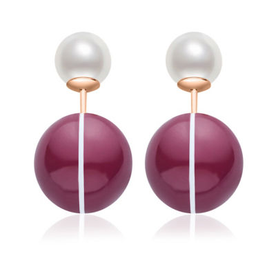 Pearly Lustre Top Grade Freshwater Pearl Earrings WE00862 | Ancora Red 1