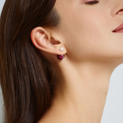 Pearly Lustre Top Grade Freshwater Pearl Earrings WE00862 | Ancora Red 3