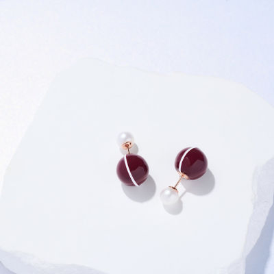 Pearly Lustre Top Grade Freshwater Pearl Earrings WE00862 | Ancora Red 4