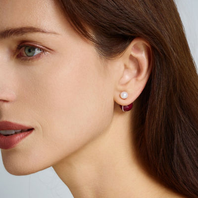 Pearly Lustre Top Grade Freshwater Pearl Earrings WE00862 | Ancora Red 5
