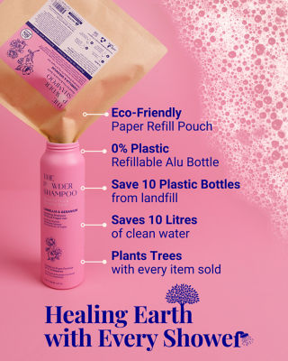 The Powder Shampoo [BUNDLE] Hydrating Shampoo For Dry & Fragile Hair Camellia & Geranium 20g + Nourishing Repair Conditioner For Thick, Damaged & Frizzy Hair Geranium & Rosemary 20g 5