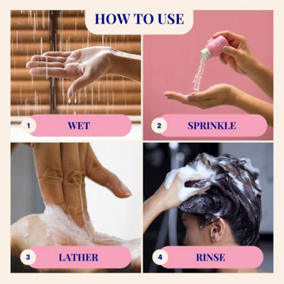 The Powder Shampoo [BUNDLE] Hydrating Shampoo For Dry & Fragile Hair Camellia & Geranium 20g + Nourishing Repair Conditioner For Thick, Damaged & Frizzy Hair Geranium & Rosemary 20g 6