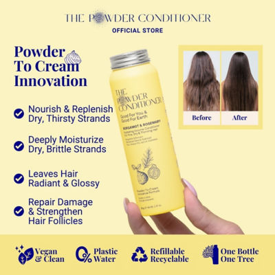 The Powder Shampoo [BUNDLE] Invigorating Shampoo For Thinning & Ageing Hair Bergamot, Biotin, Ginger & Ginseng 20g + Hydrating Volume Conditioner For Fine, Dry & Thinning Hair Bergamot & Rosemary 20g 10