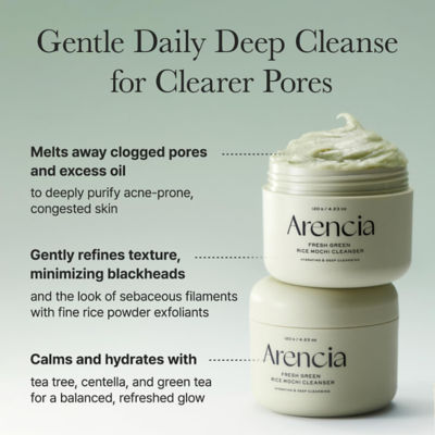 Arencia Fresh Green Rice Mochi Cleanser 120g 4