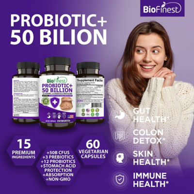 Biofinest 益生菌500億CFU酵素補充劑12+3益生元（60粒素食膠囊） 3
