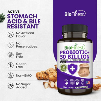 Biofinest 益生菌500億CFU酵素補充劑12+3益生元（60粒素食膠囊） 6
