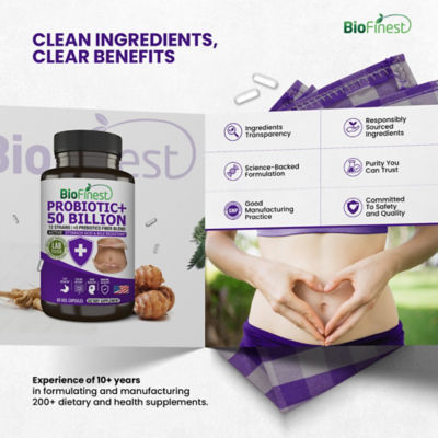 Biofinest 益生菌500億CFU酵素補充劑12+3益生元（60粒素食膠囊） 7