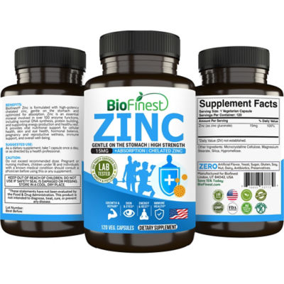 Biofinest 鋅 15 毫克補充劑（120 粒素食膠囊） 2