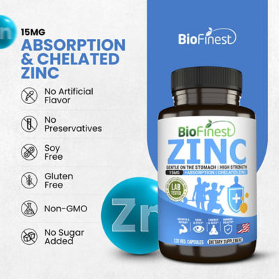 Biofinest 鋅 15 毫克補充劑（120 粒素食膠囊） 8