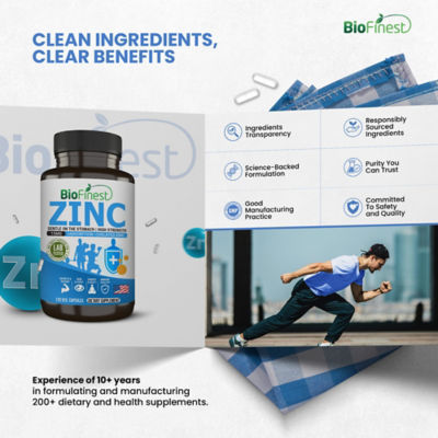 Biofinest 鋅 15 毫克補充劑（120 粒素食膠囊） 9