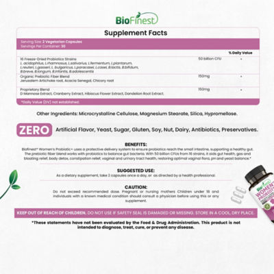 Biofinest 女性益生菌 500 億 CFU 補充劑（60 粒素食膠囊） 3