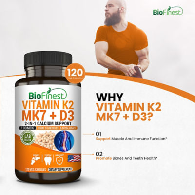 Biofinest 維生素 K2 Mk7 + D3 補充劑（120 粒素食膠囊） 6