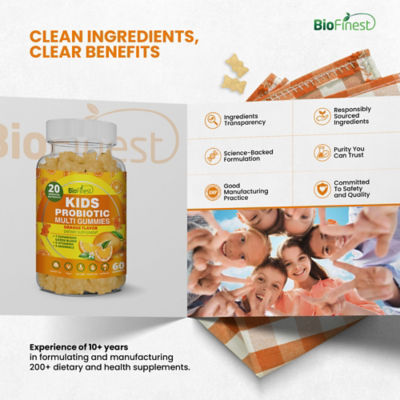 Biofinest 兒童益生菌複合維生素綠色超級食品軟糖補充劑 9