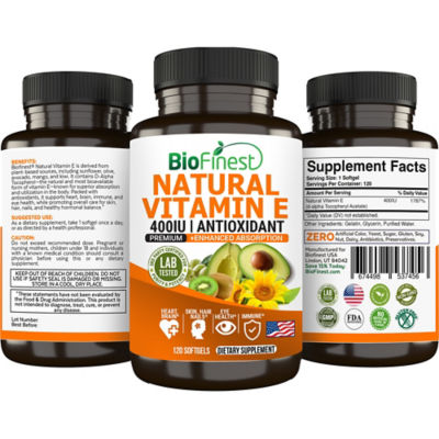 Biofinest 天然維生素 E 400IU 補充劑（120 粒軟膠囊） 2