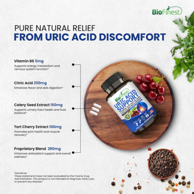 Biofinest 尿酸支持痛風清潔補充劑（120粒素食膠囊） 7