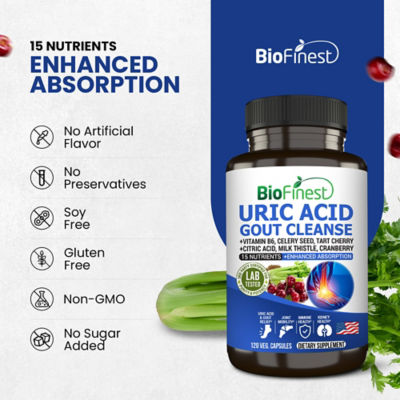 Biofinest 尿酸支持痛風清潔補充劑（120粒素食膠囊） 8