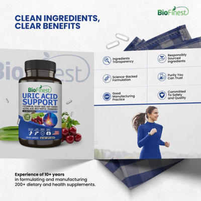 Biofinest 尿酸支持痛風清潔補充劑（120粒素食膠囊） 9